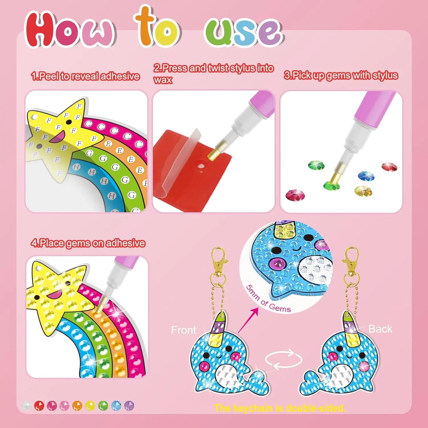 DIY Handmade Cartoon Sticker Key Buckle Kit Creative Paste Toys for ...