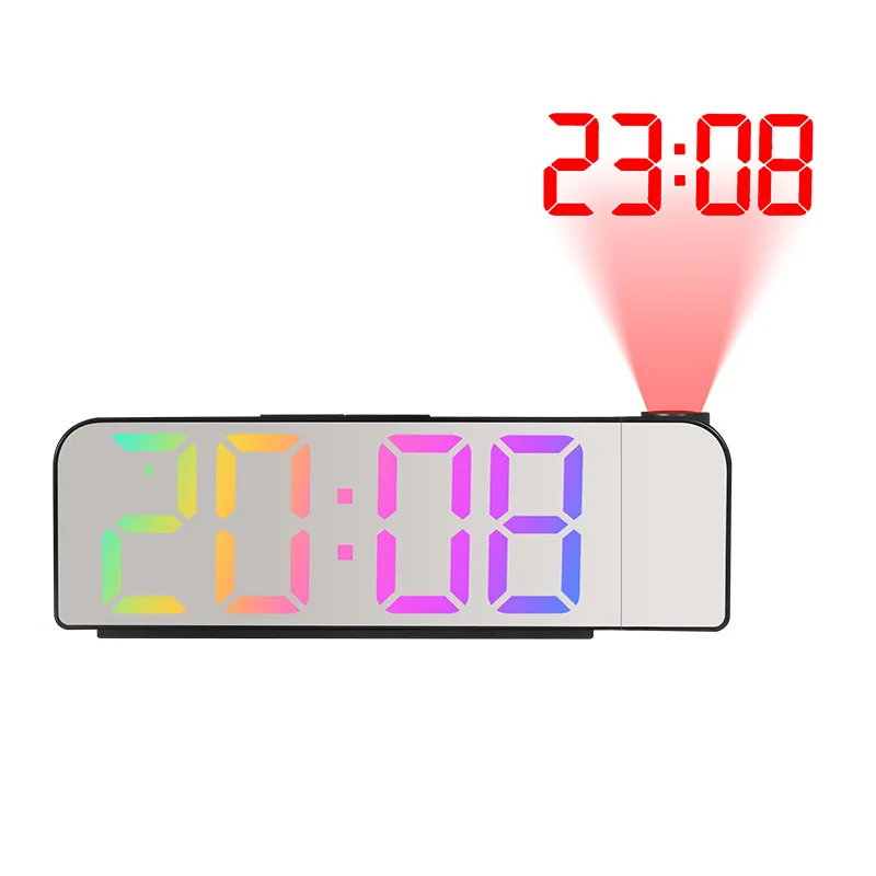 Modern LED Digital Display Alarm Clock 180° Projector USB Charging Electric Single Face Solar Powered for Studying Placement