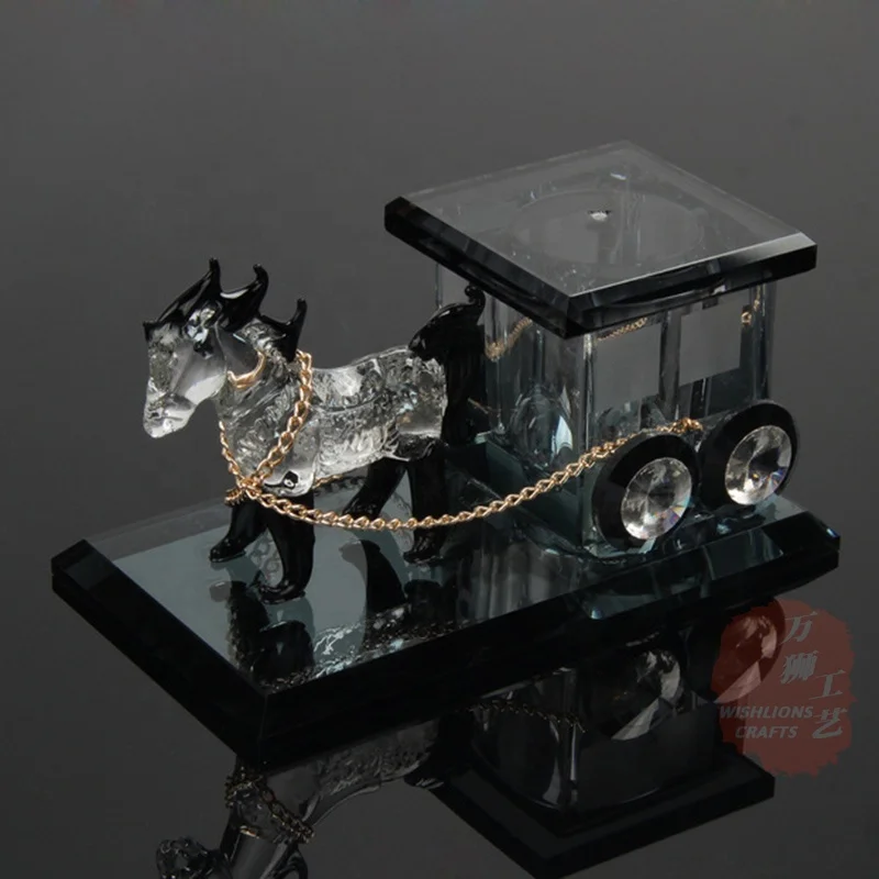 Wishlions Crystal Carriage Horse - Elegant Glass Perfume Box