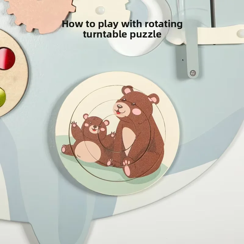 도매 몬테소리 다기능 감각 보드 벽면 게임 돌고래 바쁜 보드 어린이용 나무 장난감 교육용 완구