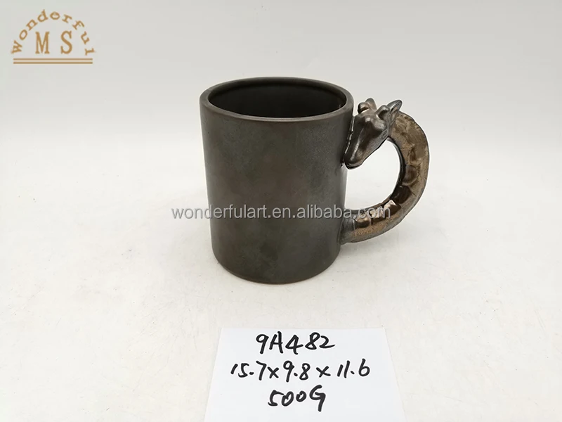 Metal Glaze Eco-friendly Coffee Mugs Custom Handmade Milk Mug High Quality Black Ceramic Kettle Cup for Household