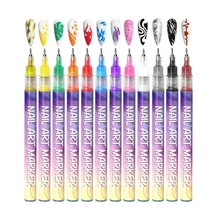 12 Colors Nail Art Drawing Graffiti Acrylic Polish Care Pen Set Manicure Marker with Glue for Nails Art Markers