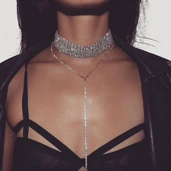 Girls New Vintage Shiny Crystal Stone Necklace Exaggerate Fashion Lady Chocker Necklace Wholesale Cheap Price