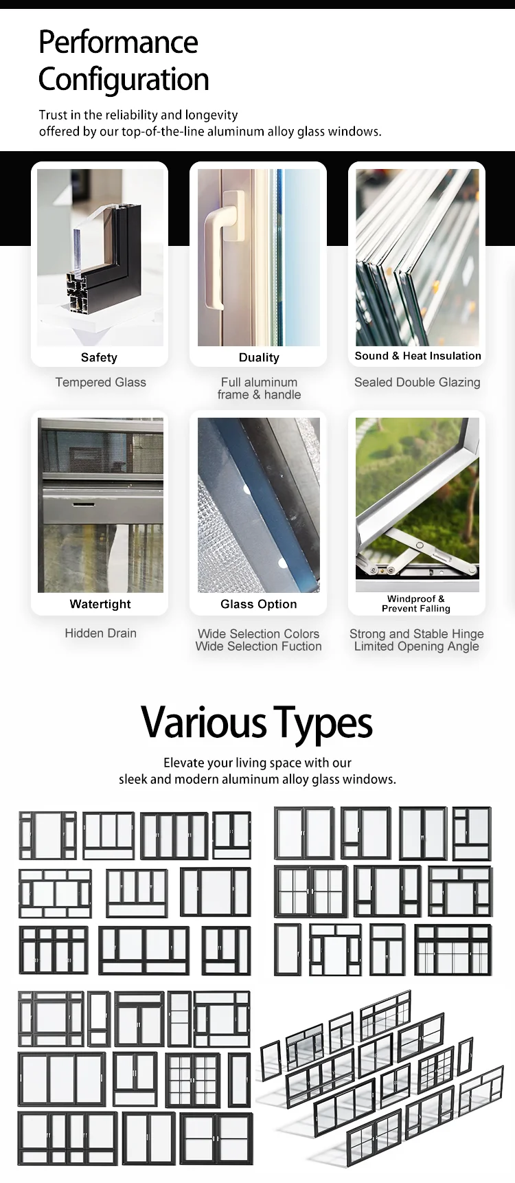 Latest Double Glazed Aluminum Sliding Windows Design Aluminum Window