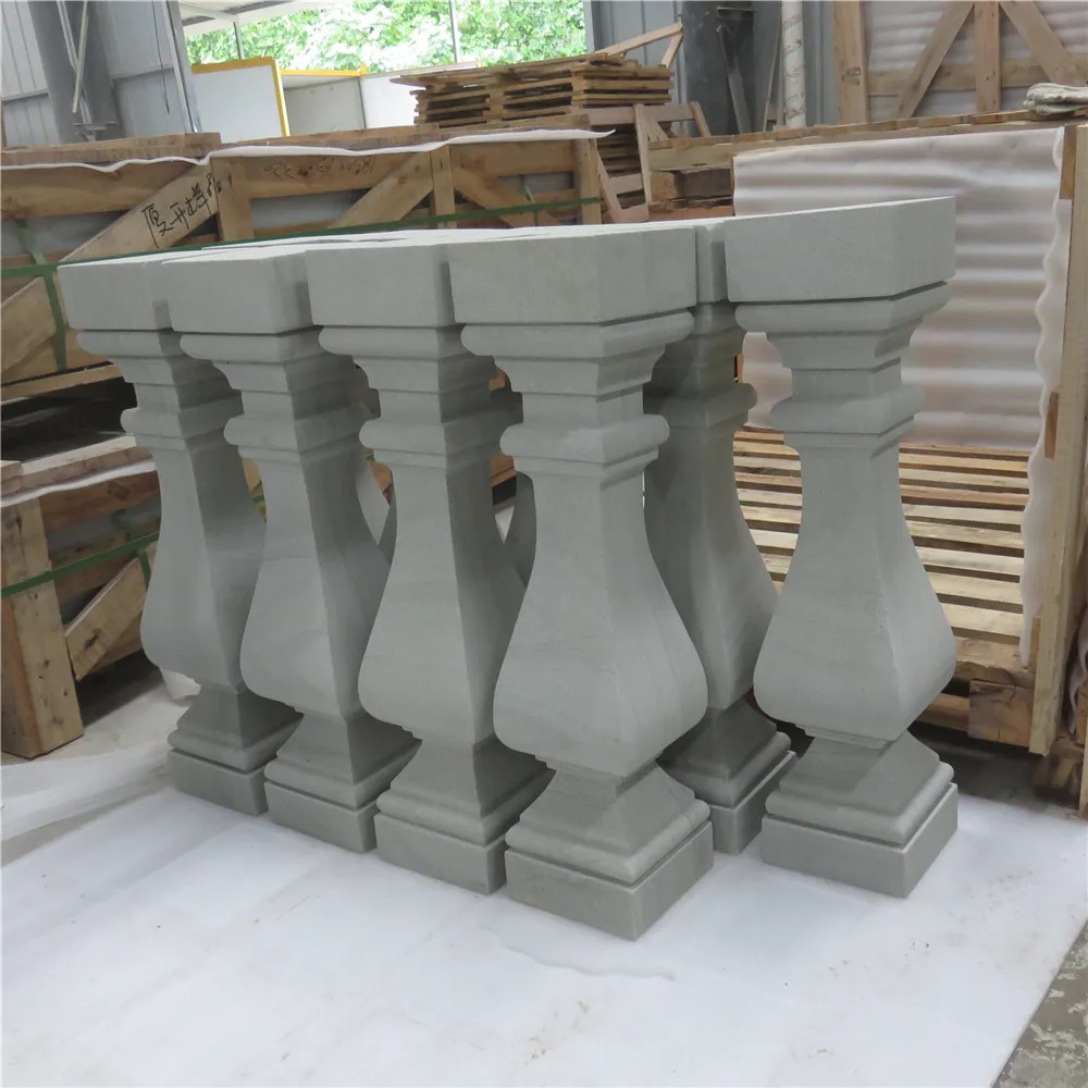Grey Sandstone Balusters Custom House Decoration Natural Stone Stair Handrailing Balustrade