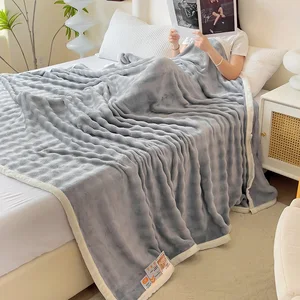 Double Side Layer Modern Soft Camel Tie Dye Ruched Spandex Bubble Faux Fur Rabbit Fake Throw Blankets