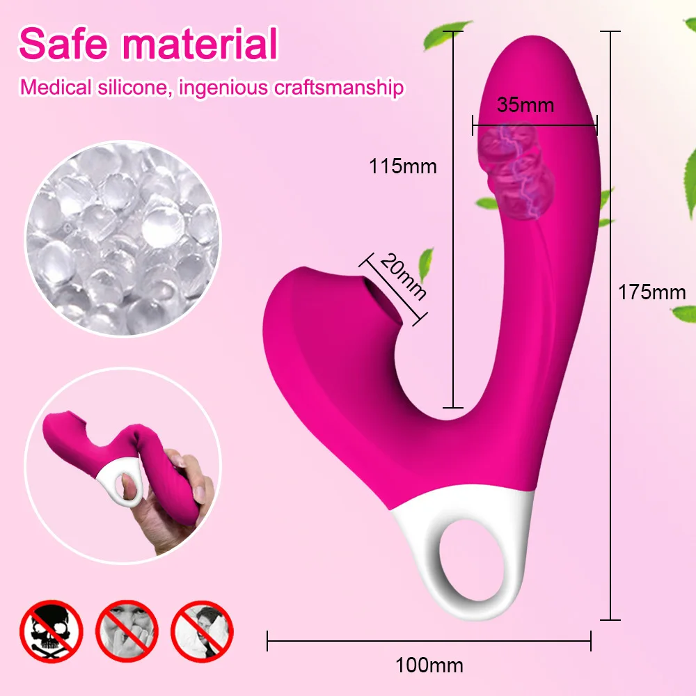 Strong Earthquake Sucking Massage Stick Vibrator 10 Frequency Vibration & 5 Frequency Sucking Female Masturbator Adult Sex Toy_voghion.com