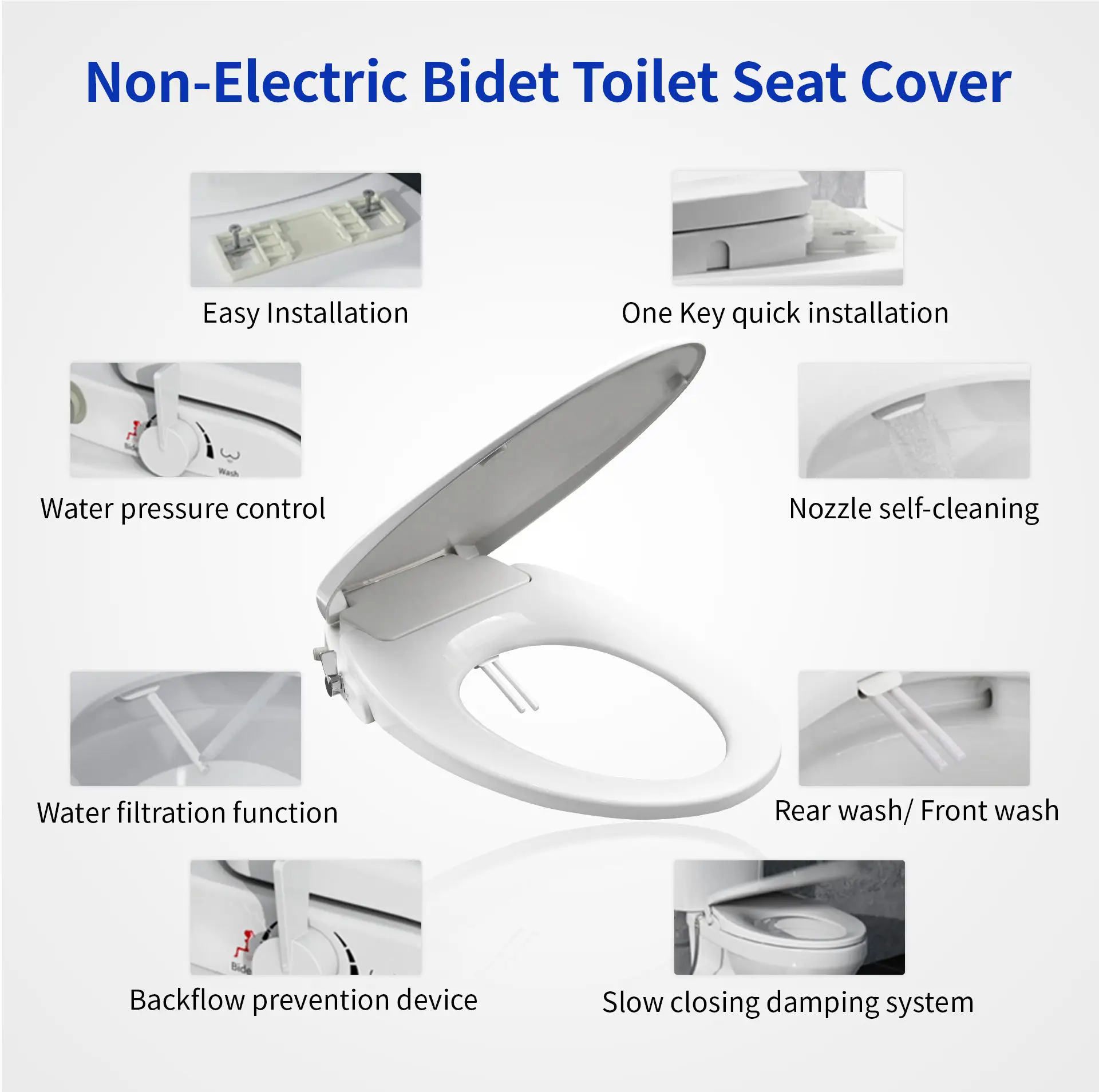SREEZNX Elongated Bidet Toilet Seat with Quiet-Close, Non-Electric... SREEZNX Elongated Bidet Toilet Seat with Quiet-Close, Non-Electric...