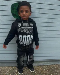 New Fashion Boys Clothing Sets Casual Print Hoodies and Sweatpants with Thick Zip New Style Track Suits