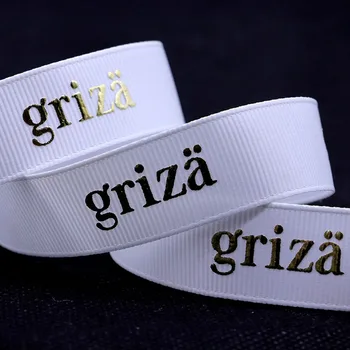 Custom 3D Logo Hot Stamping Foil Decorate Grosgrain Ribbon Roll for Gift, Box, Clothing etc
