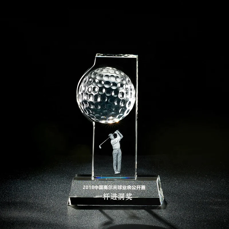 Wholesale K9 Crystal Sport Trophy Transparent Crystal Golf Trophy Crystal For Sports Decoration