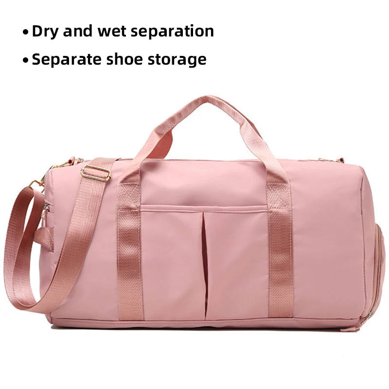 Wholesale Nylon Canvas Large Capacity Overnight Travel Bag Custom logo pink Waterproof Weekend Sports Gym Duffle Bag for Women