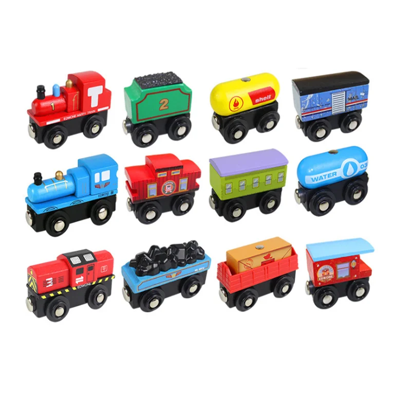 wooden magnetic train cars