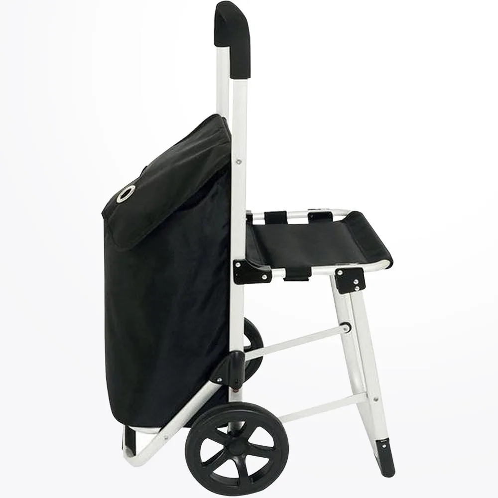 Supermarket Roll  Handy Portable Detachable Collapsible Trolly Grocery Folding Seats Wheels Shopping Trolley Bag