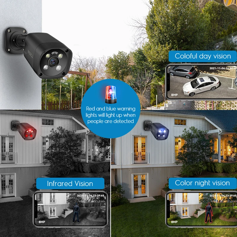 Misecu Hd 8Ch 5Mp Cctv Poe Camera Nvr Kit Home Two-Way Audio Ip  Camera Video Surveillance System