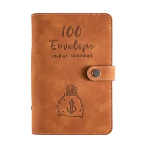A6 Soft Leather Budget Planner Cash Transparent Budget Loose-Leaf Softcover Envelops