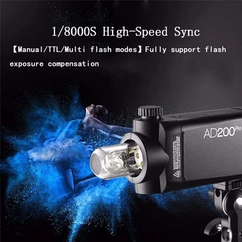 GODOX Ad200pro 200ws 2.4g 1/8000 Hss 500 Full Power Camera Strobe Flash Light With 2900mah Battery Pocket Flash Strobe for Godox detail image
