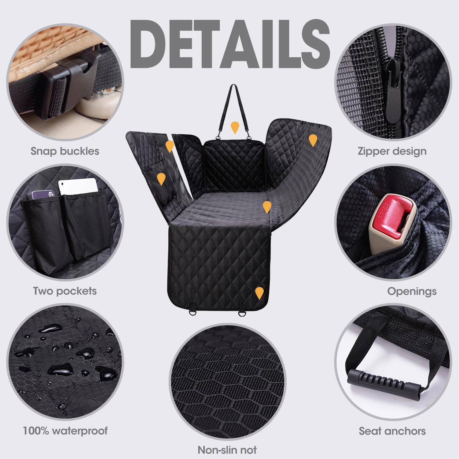 Hot Sale Portable Foldable Storage Pockets Back Seat Hammock Pet Seat Cover for Dogs supplier