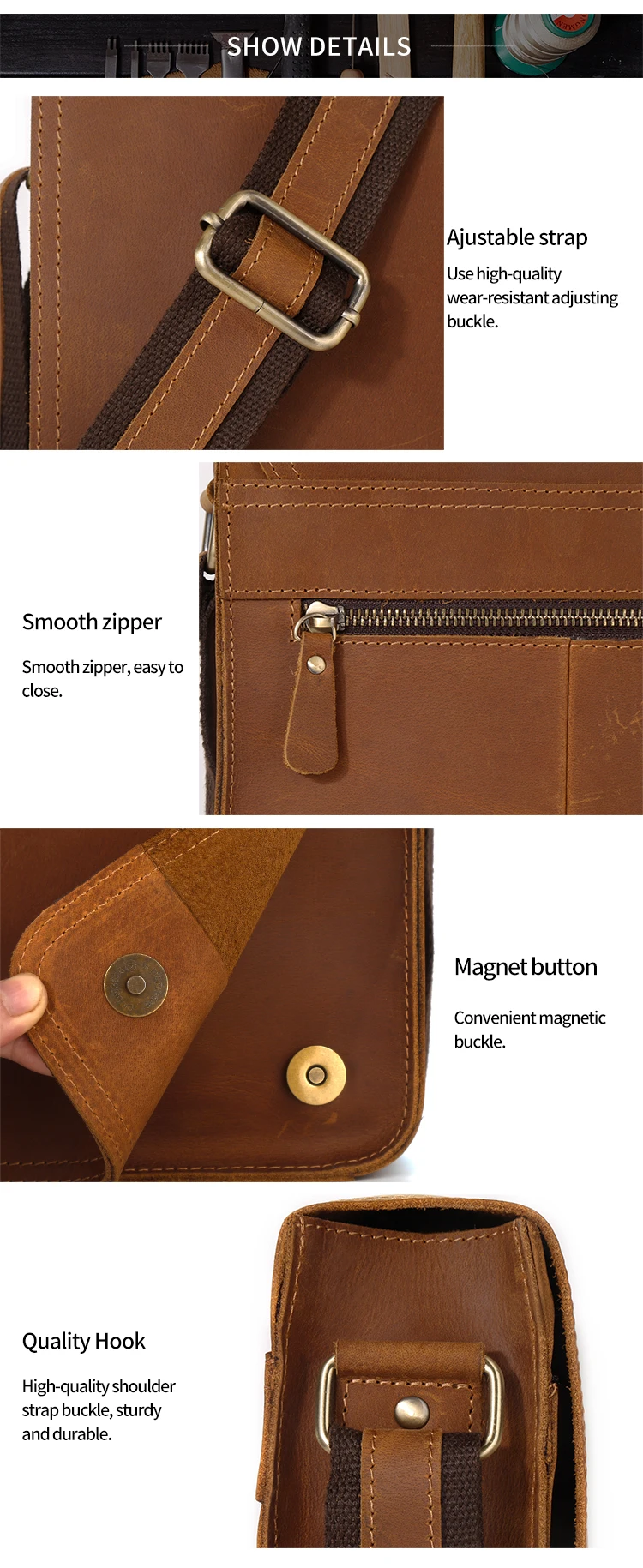 Men's Casual Genuine Leather Messenger Bag