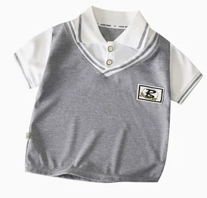 Cheap Casual Breathable Eco-Friendly Polyester/Cotton Polo Shirts for 2-12 Years Old Boys Wholesale Children's Clothing