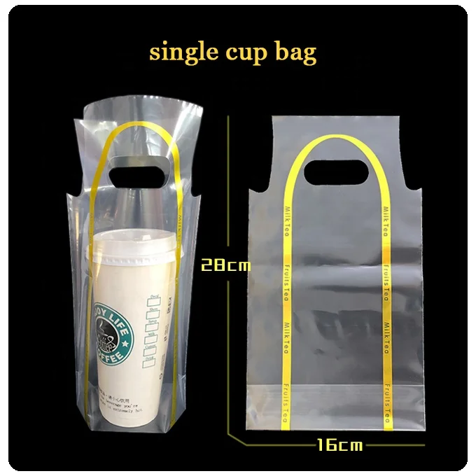 Custom print double spilt/single drink cup carrier plastic bags – Custom Cup  Factory