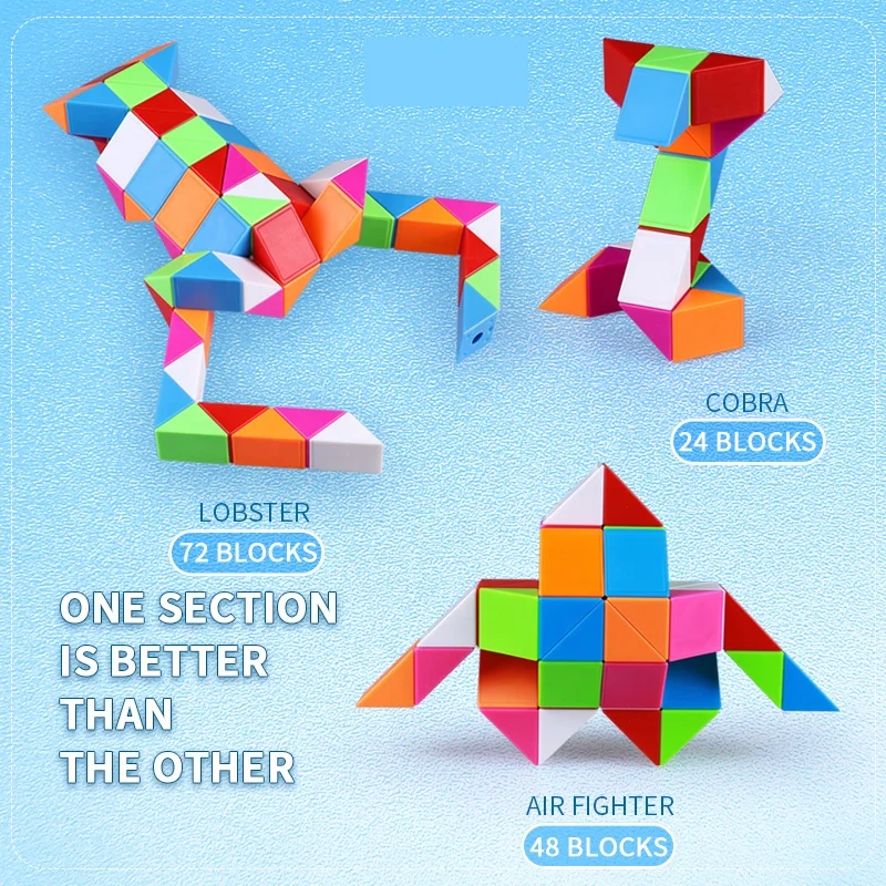 QIYI 24 Blocks Mini Twisty Puzzle Snake Cube Magic Ruler Fidget Toy Sets for Kid Gift Relief Stress