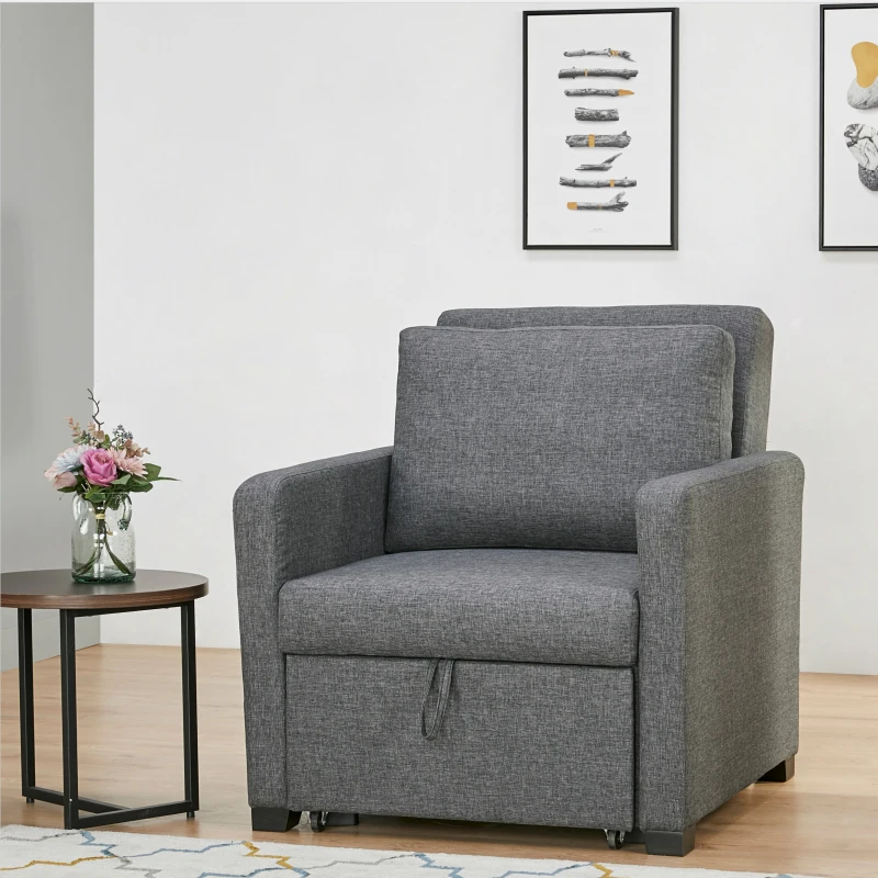 Grey Single One Seat Sofa Bed Comfortable Leisure Folding Fabric Armchair for Apartment Hotel Conveniently Extendable for Family factory