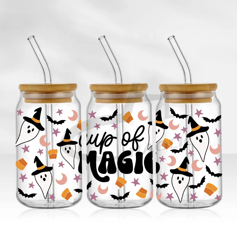 Factoroy Custom Transfer Printing UV DTF Cup Wraps Transfers For 16oz Libbey Glass Beer Cans 24oz 20oz 16oz Cold Cup Wraps