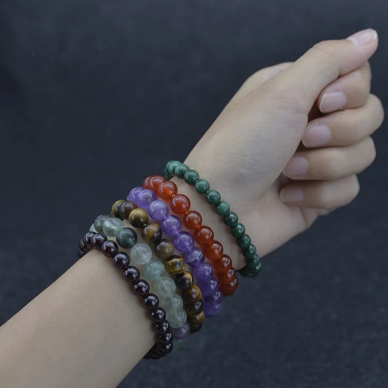 Pulsera De Perlas De Labradorita - 6 Mm, Elástica De 13 A 15 Cm, Piedra Natural AAA, Regalo Con Bolsa De Terciopelo