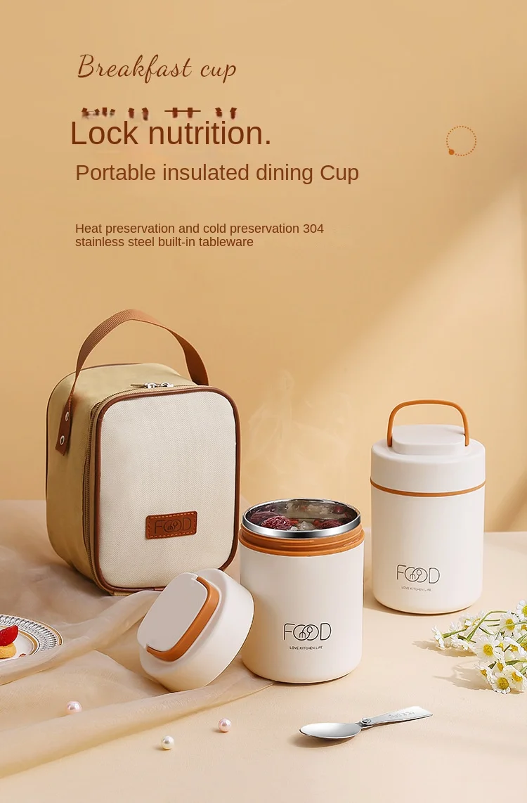 Mini Porridge Stainless Steel Breakfast Cup Insulation Portable Small Insulated Barrel Soup Box Soup Pot Coffee Bento Box