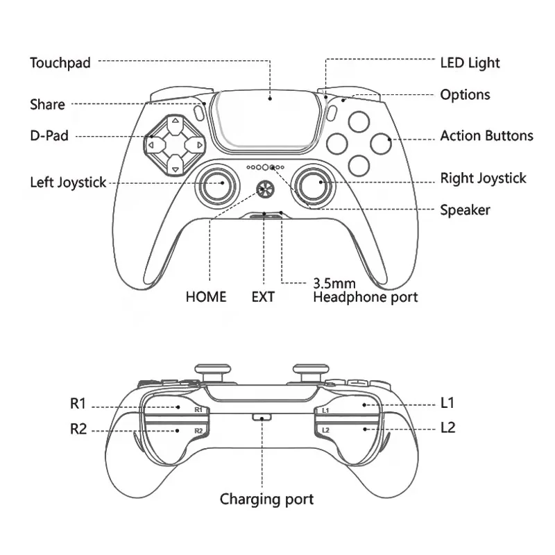 Ps5 Style Ps4 Game Joystick Wireless Gamepad For Ps4/pc/android Ps4 ...