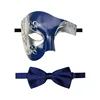 Maschera + papillon - blu argentato