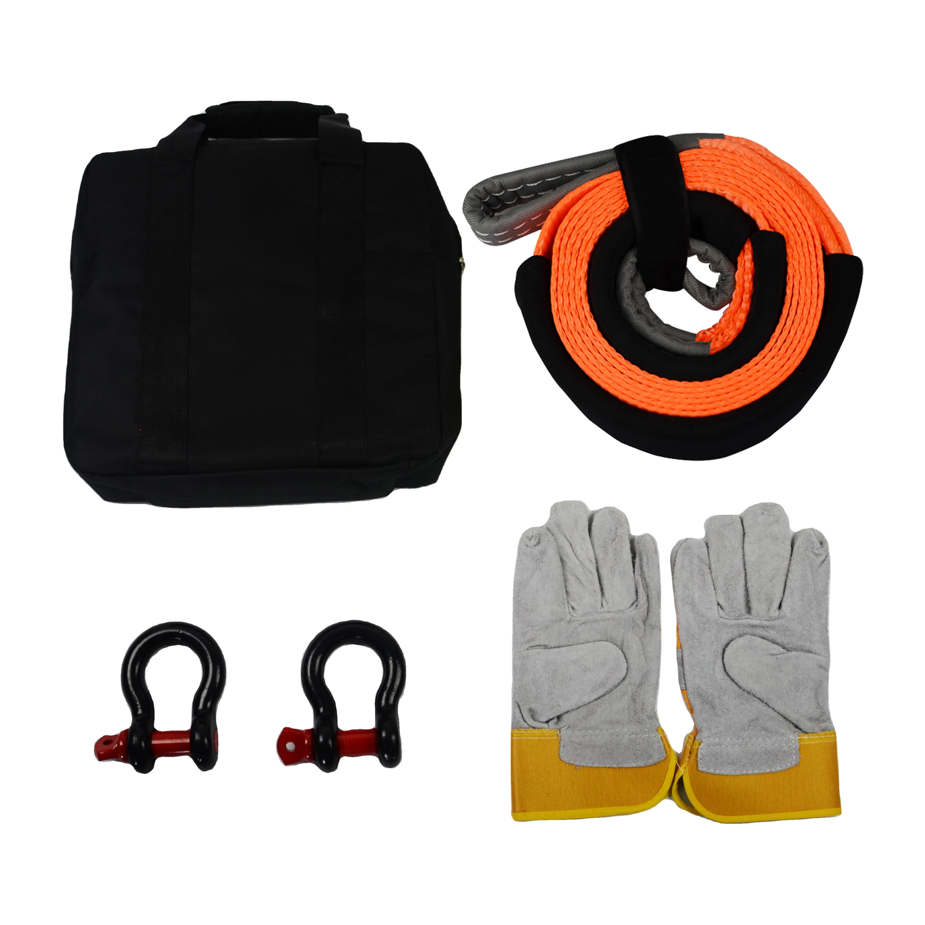 JINLI Custom OEM/ODM 3'' X30ft Heavy Duty Recovery Tow Straps Kit with 36,000 lb Emergency 4WD Towing Rope 3/4 Shackles