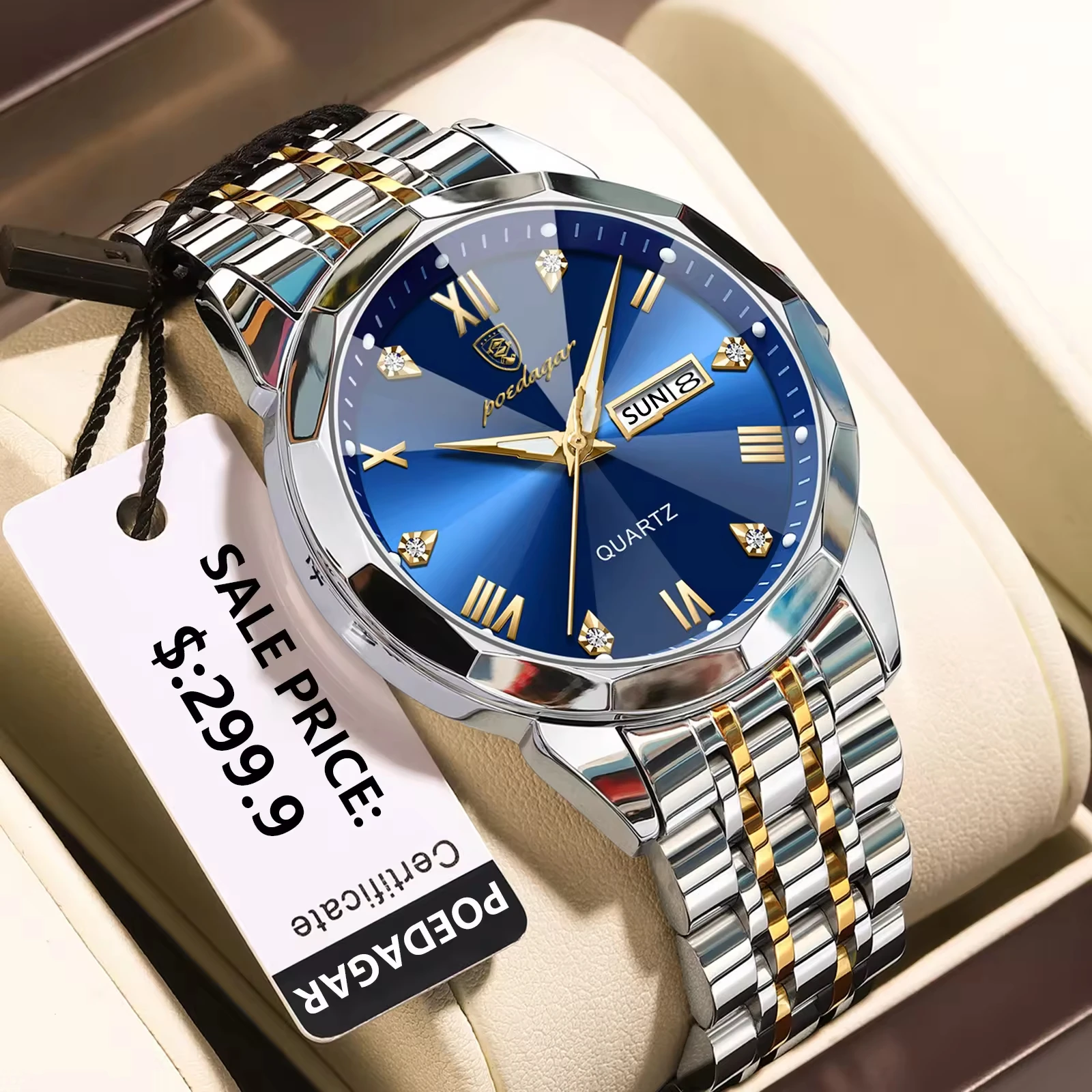 Sierra Club Orologio Uomo Argento Oro Inossidabile St 30m Batteria Day
