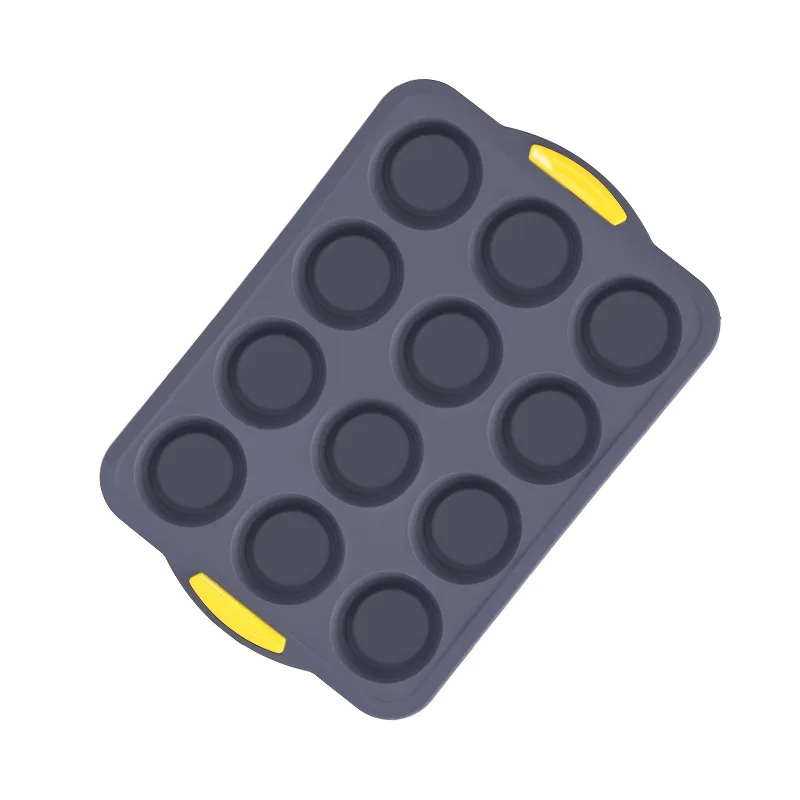 Silicone Muffin Cup Mold with Frame 12 Round Cake Baking Plate Oven Baking Mold Pudding Jelly Mold Non-Stick Reusable