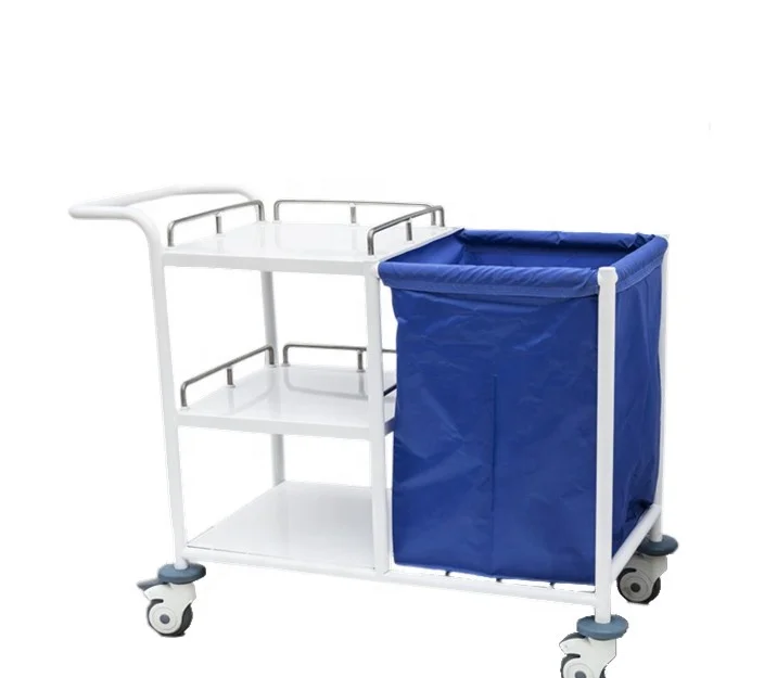 Hospital Equipment Stainless Steel Dirty Linen Medical Waste Trolley with Wheels