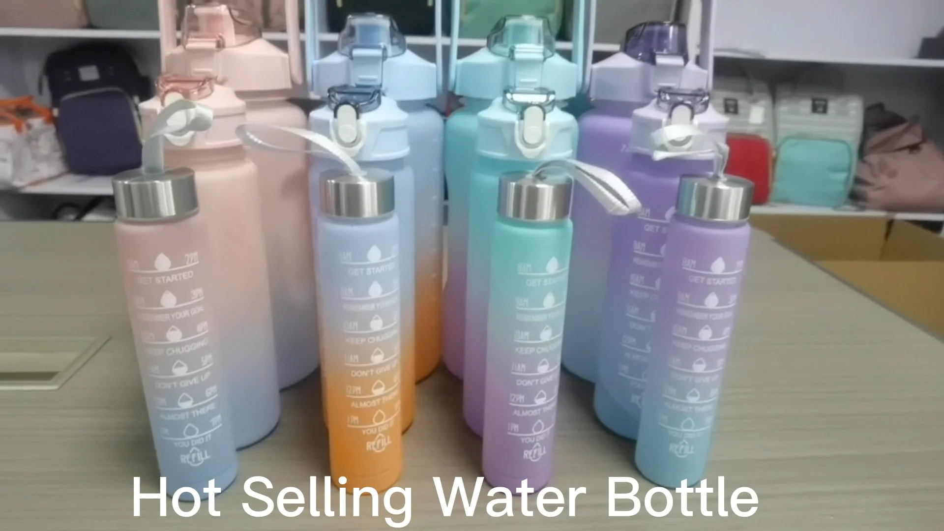 3 Pcs Set Water Bottle Creative Gradient Color Sports Plastic Bottles