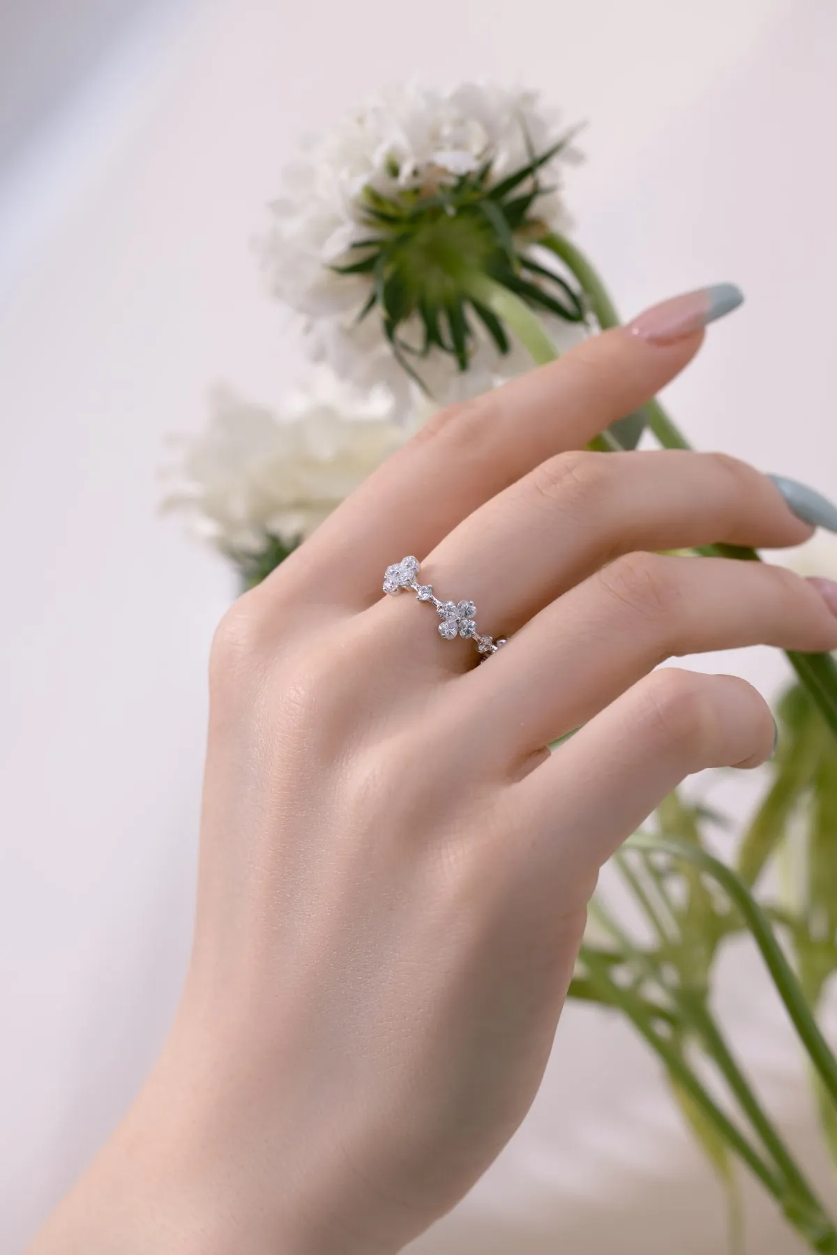 KAKODIY matte floral cross Cubic Zirconia ring 925 Sterling Silver jewelry fancy bridal ladies wedding ring detail 3