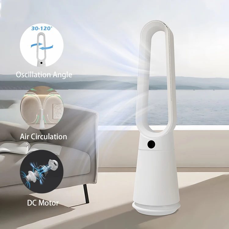 Silent 20 Speed Powerful Smart Leafless Fan 36 Inches Tall Bladeless Fan Tower With Remote Control Air Cooler