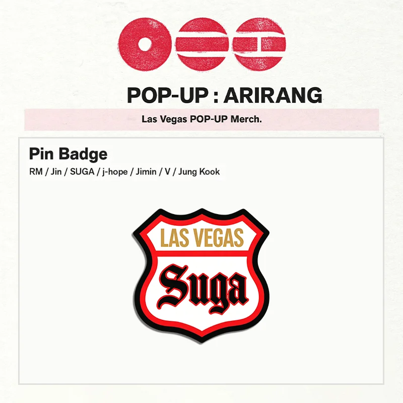 Kpop TAEHYUNG JUNGKOOK SUGA RM LAS VEGAS POP-UP Acrylic Badge Pins