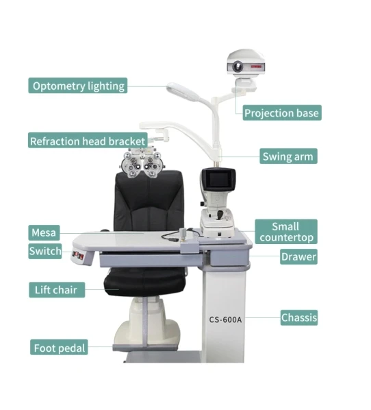 CS-600A Comprehensive Optometry Combination Electric Table and Chair Unit for Ophthalmic Instruments and Medical Equipment
