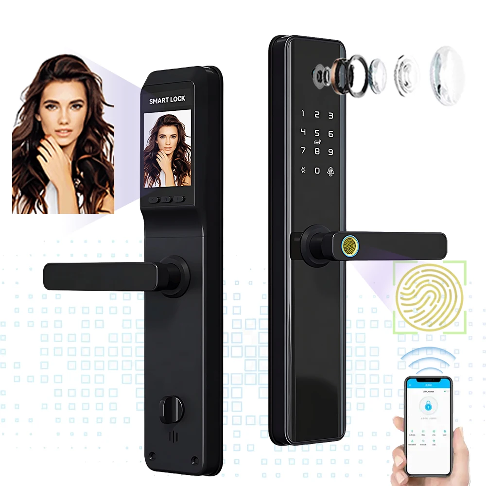 Elock ES237F Smart Home Tuya Wifi 5050 6068 Mortise Electric Touch Screen Security Fingerprint Rfid Card Smart Lock