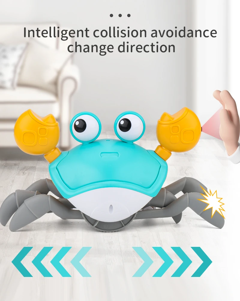 Zhorya Crawling Walking Induction Electric Kids Crab Toy Baby Crawling ...