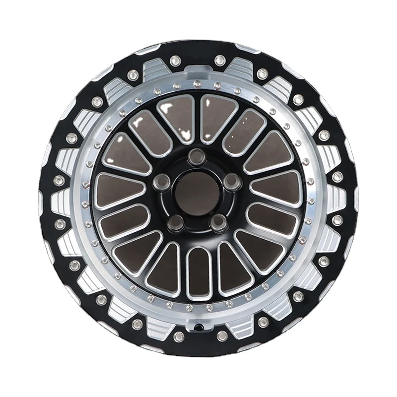 Wangu Beadlock Polish Belak Wheels Forged Aluminum Alloy 2 Piece 17 / 18 / 19 / 20 Inch 5 112 5
