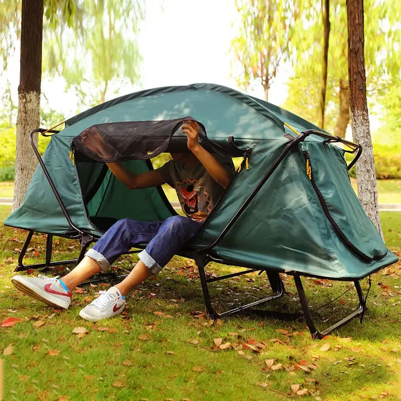 Two Person Men Pop Up Ground Cot Tent Ultralight Folding Tent Camping