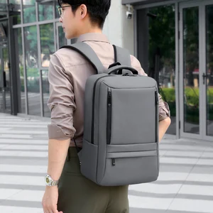 OMASKA Custom Logo Waterproof Business Bag 17 Inch Grey USB Nylon Men Laptop Backpacks