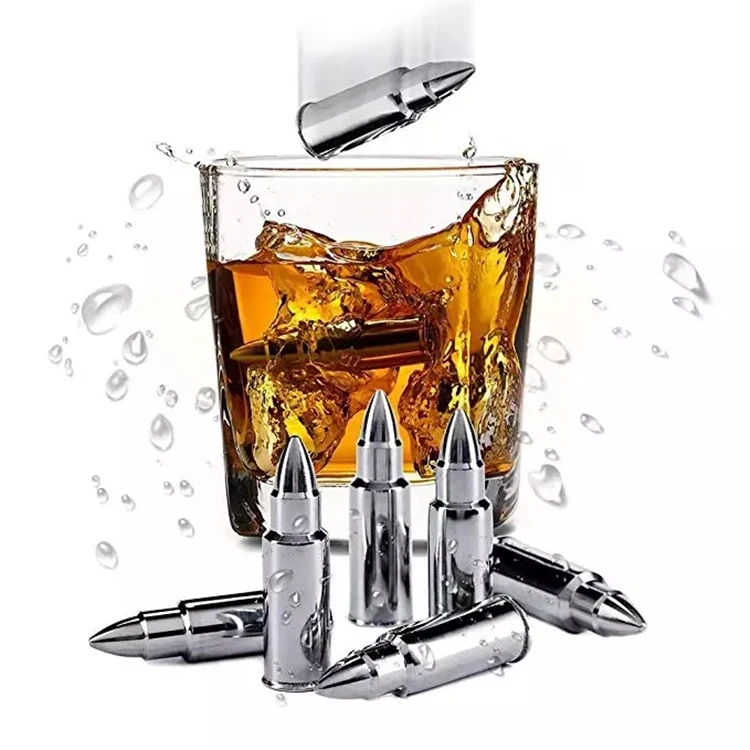 Stainless Steel Ice Stones Reusable Metal Ice Cubes Whiskey Stones Bullets