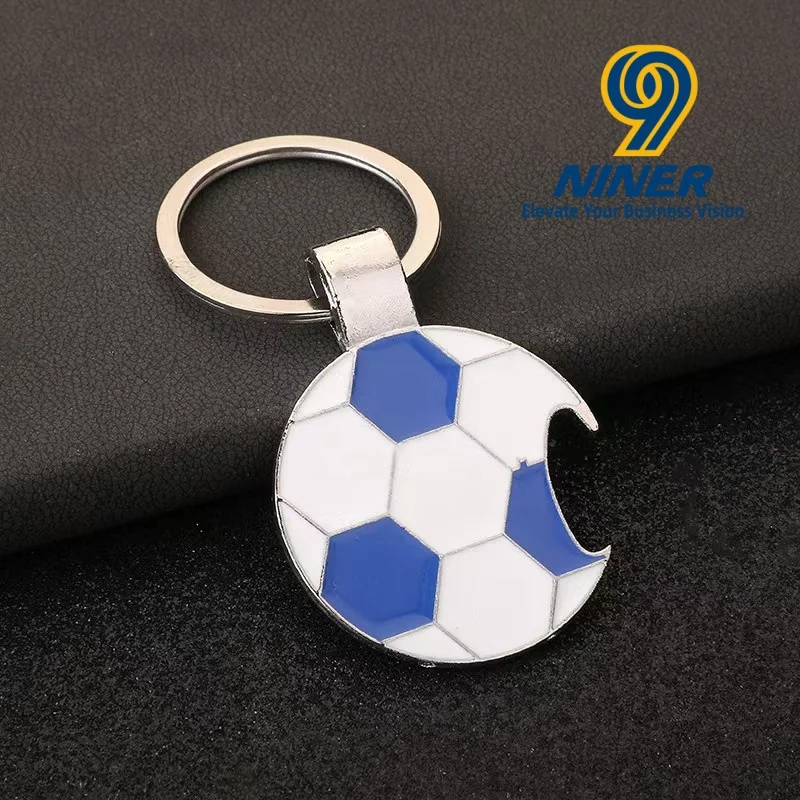 New Designer Zinc Alloy Metal Keychains Football Soccer-Themed Bottle Opener Keychain Silk Screen Printed Cute Fashion Trend preview 5