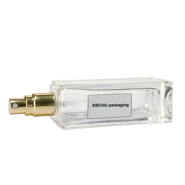 10ml Refillable Thicken Bottom Empty Packaging Small Glass Spray Perfume Square Bottles with Gold Cap