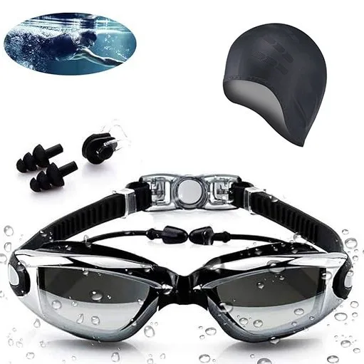 Lunettes de natation unisexes étanches et antibuée avec bouchons d'oreilles, protection optimale des oreilles, bonnet de bain, nouveau modèle_voghion.com